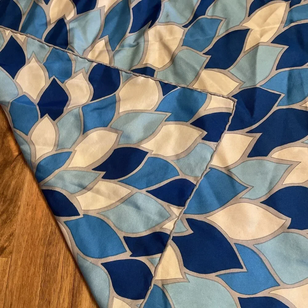 Bayron Milano Vintage Italian Silk Scarf Blue Colors 25x26 head scarf